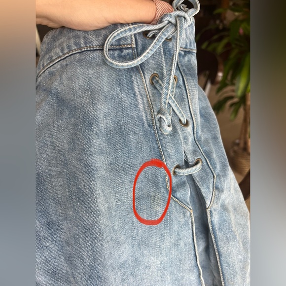 Free People Lace Up Pleated Denim Mini Skirt - Picture 7 of 11